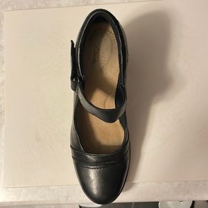 Mary Janes lightly with kitten heel. Made by Clark.